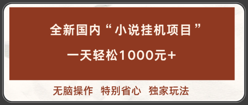 全新国内小说挂机项目，多窗口无脑跑，一天